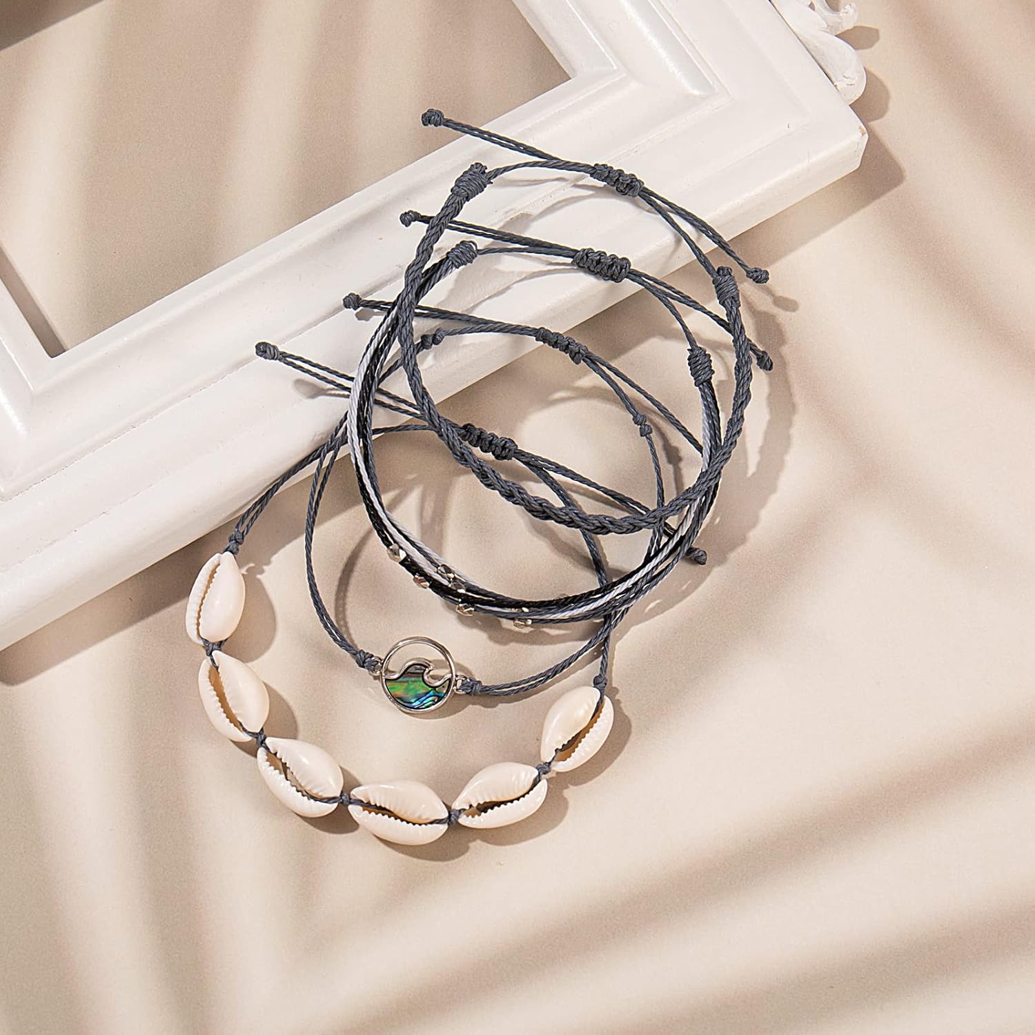 FANCY SHINY Wave String Bracelets Braid Puka Shell Bead Bracelets Handmade Cute Trendy Boho Easter Jewelry Gifts for Women - Image 5