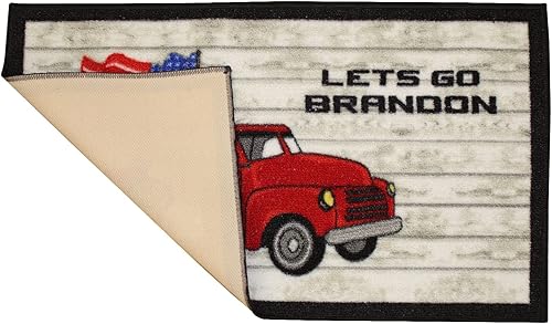 Miniatura 4 de Kashi Home Alfombra de cocina patriótica, alfombra de área impresa, alfombra de piso, camión rojo con bandera estadounidense, diseño de estilo