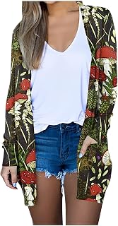 Tsamuo Halloween Plus Size Cardigan for Women Long Sleeve Pumpkins Printed Open Front Lightweight with Pockets
