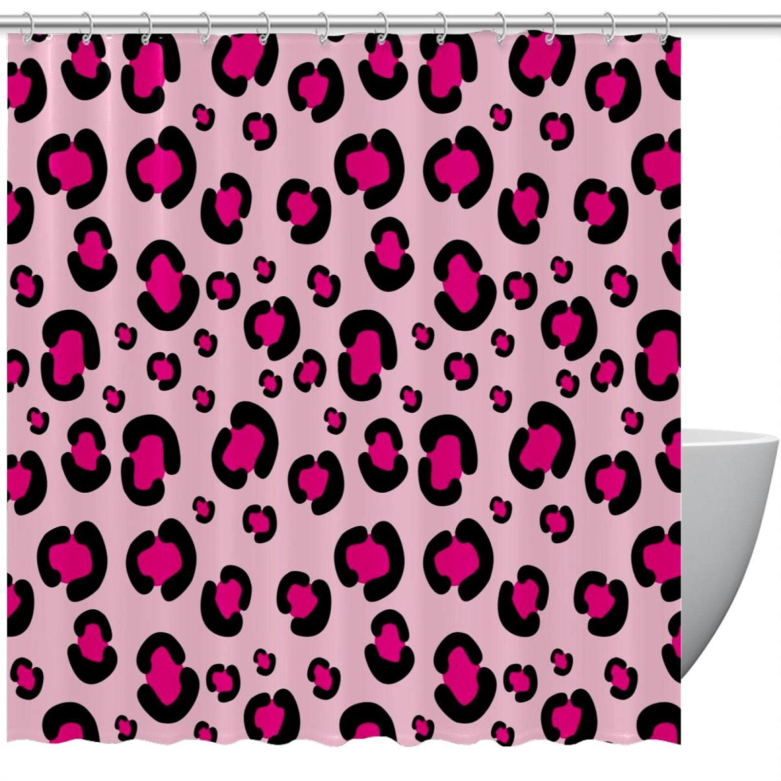Rideau de douche léopard rose 183x183 cm pour décoration salle de bain moderne