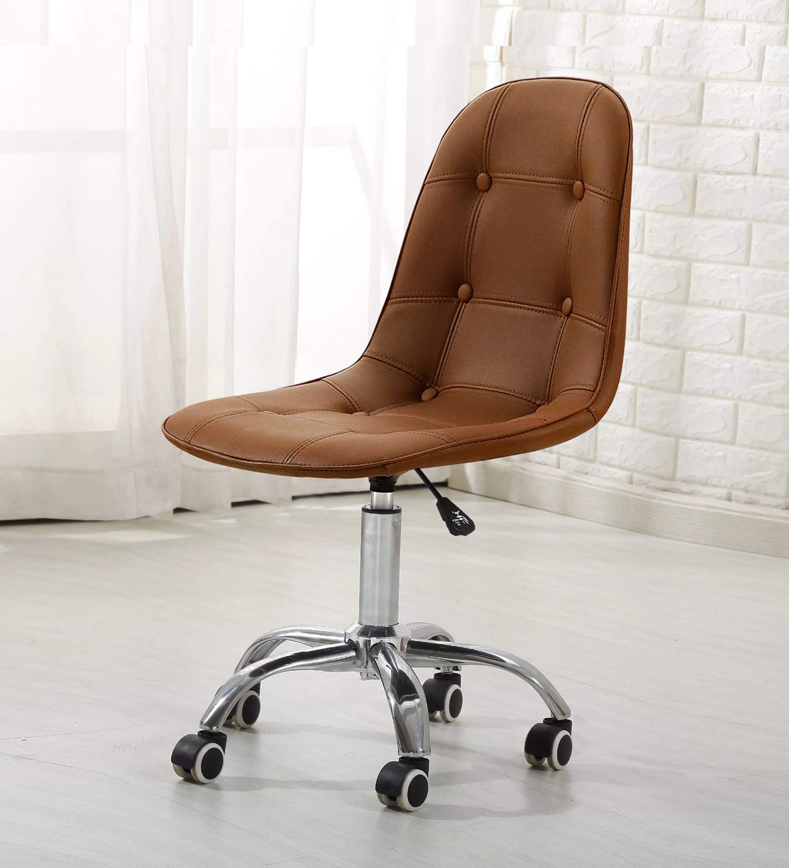 Finch Fox Charles Jacobs Office Swivel Chair with Adjustable Height Button in Brown Color