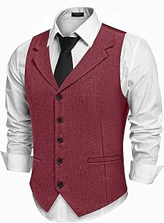 COOFANDY Men's Suit Vests Slim Fit Waistcoat Notch Lapel Casual Formal Vest