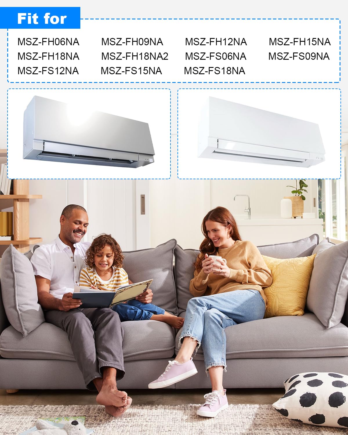 MAC-2330FT-E Ersatzfilter Für Mitsubishi Electric MAC-2330FT-E Und MAC - 3000FT-E Klimaanlage, Antiallergisch, Inklusive Enzym- Und Desodorierungsfilter, Ohne Rahmen