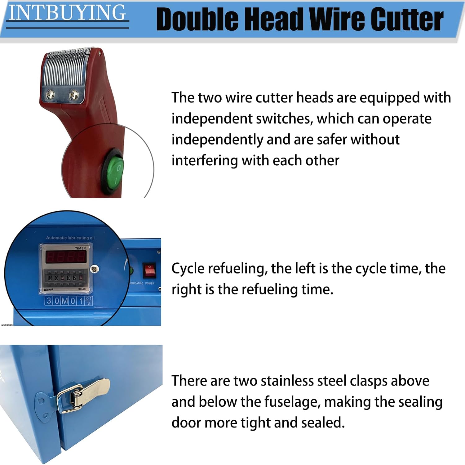 INTBUYING 110V Double Head Wire Cutter Double-ended Thread Shears Automatic Wire Cutting Machine for Cutting off the Excess Threads(110V 900W)