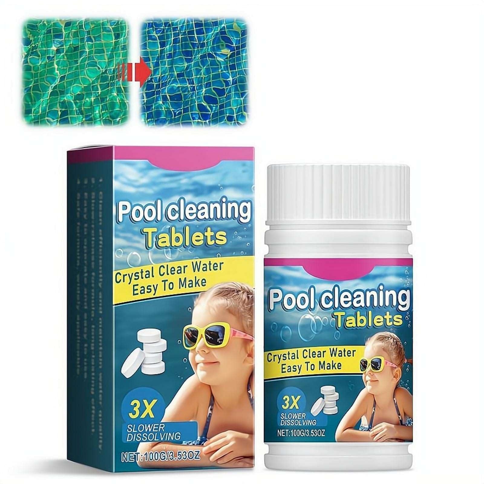 Tabletki chlorowe 100 g do basenu, tabletki do czyszczenia basenu do wody kryształowej, 3 x chl wolniejsze rozpuszczanie, długotrwałe