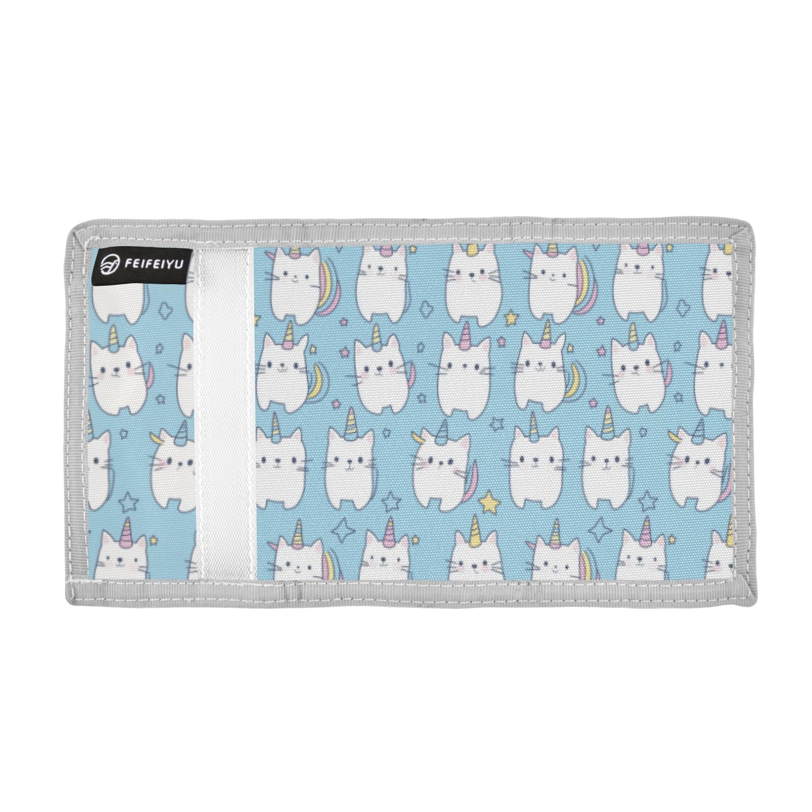 Wusikd Cute Cats Kids Wallet for Boys Girls Unicorn Horns Toddler Trifold Wallet Novelty Wallet for Teens Women Men