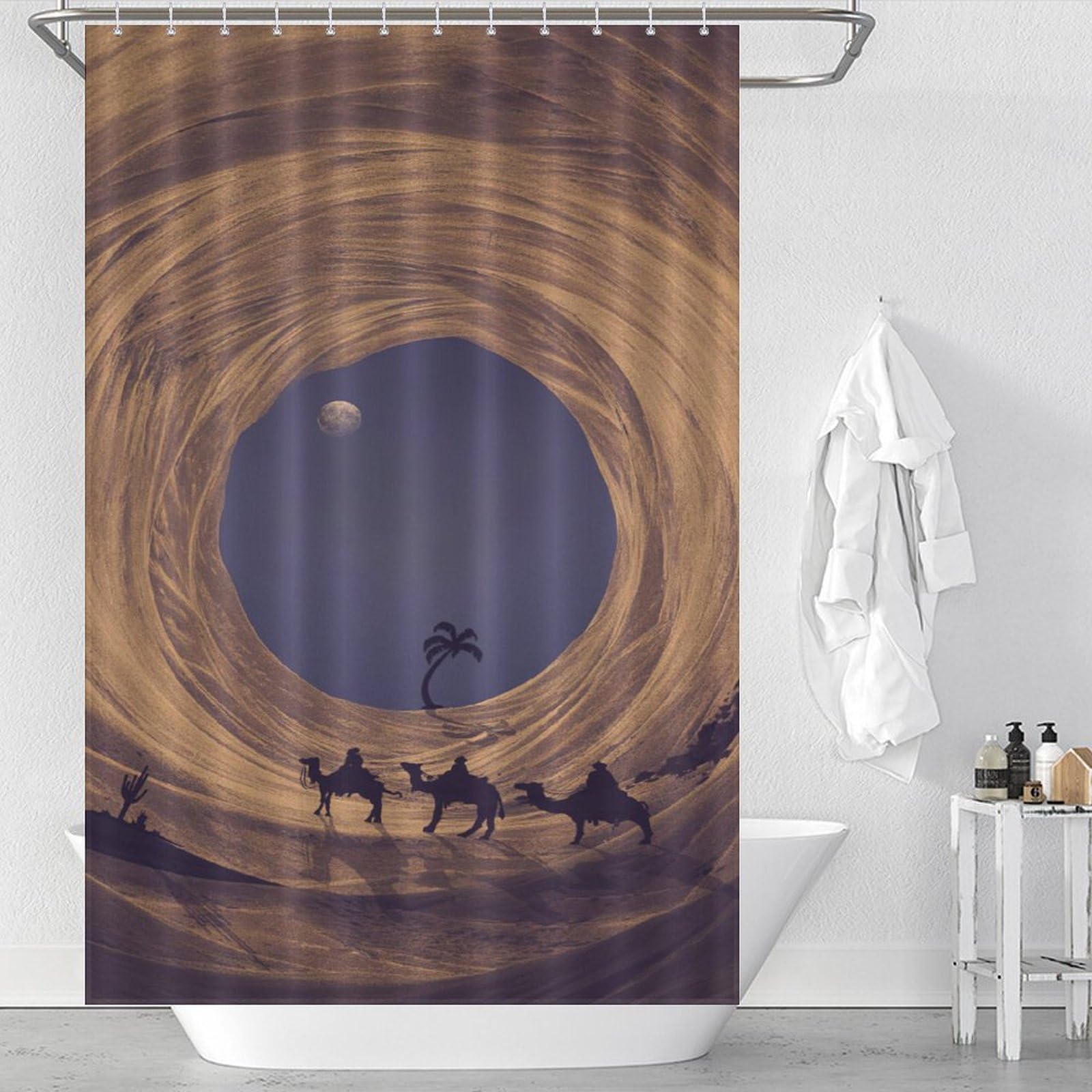 Rideau de douche anti éclaboussures en tissu lavable 122x183 cm
