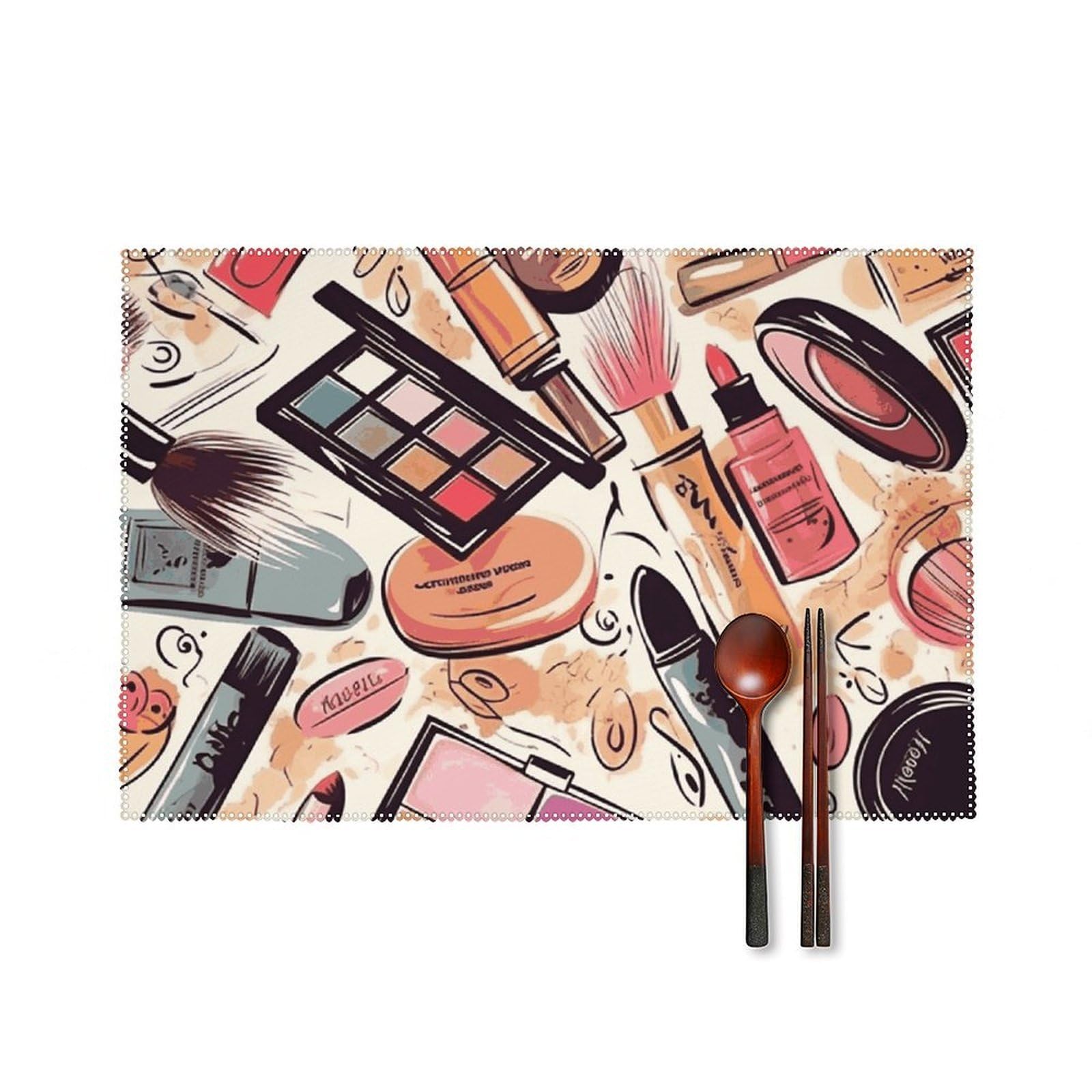 Sets de table antidérapants à motif maquillage résistants à la chaleur