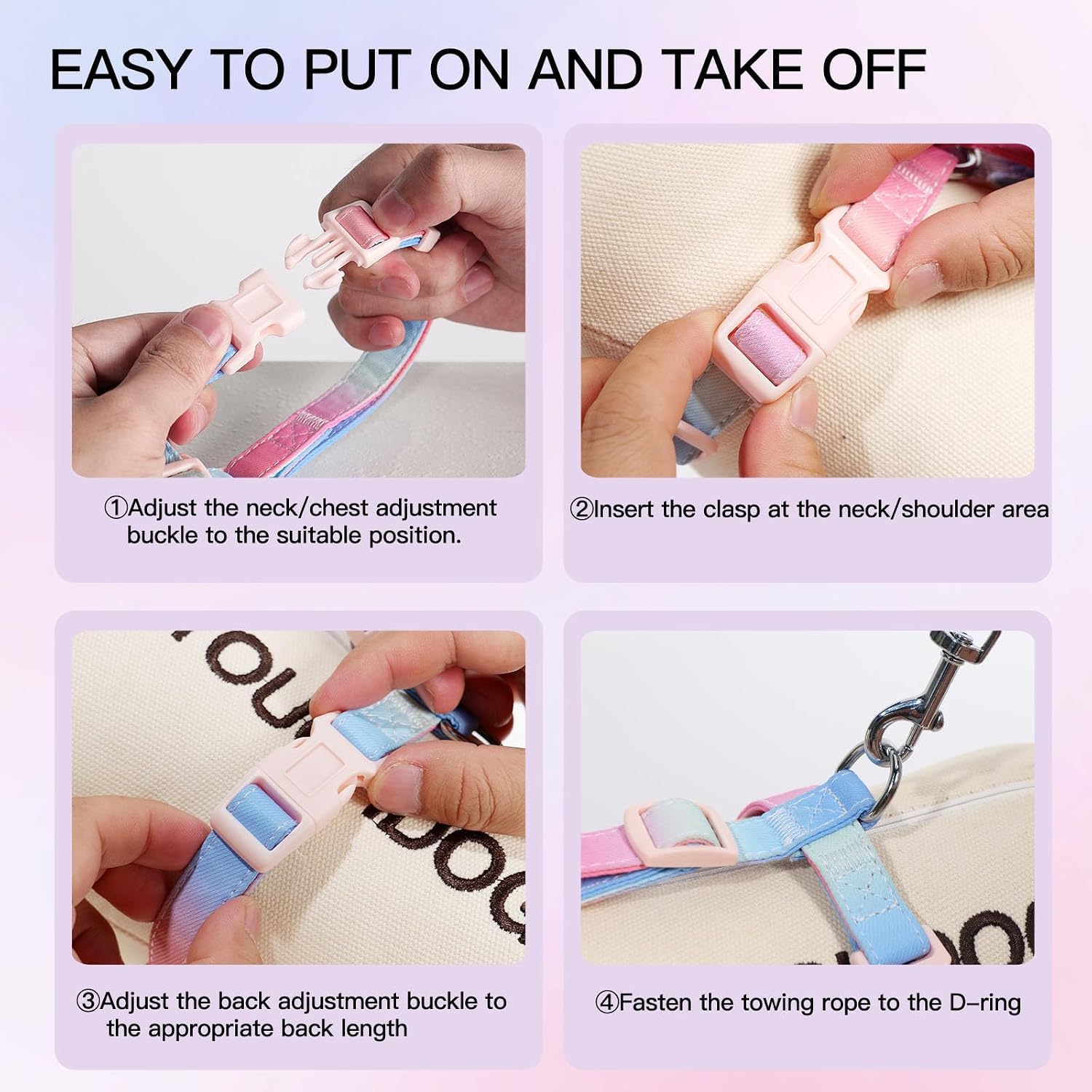 Escape-Proof Cat Harness & Leash Set - Adjustable Lightweight Vest for Small Cats/Kittens (Lavender Mist, Medium)