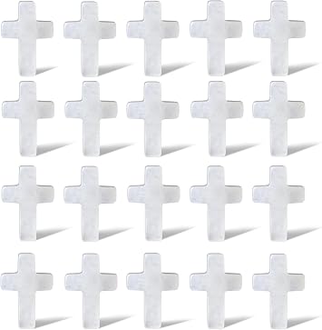 QINJIEJIE Clear Quartz Crystal Pocket Cross Stones Bulks Natural Gemstone 1 Worry Stones Charm 20PCS Palm Stone for Crafts Necklace Bracelet Jewelry Making Christian Easter Halloween Decor Gifts