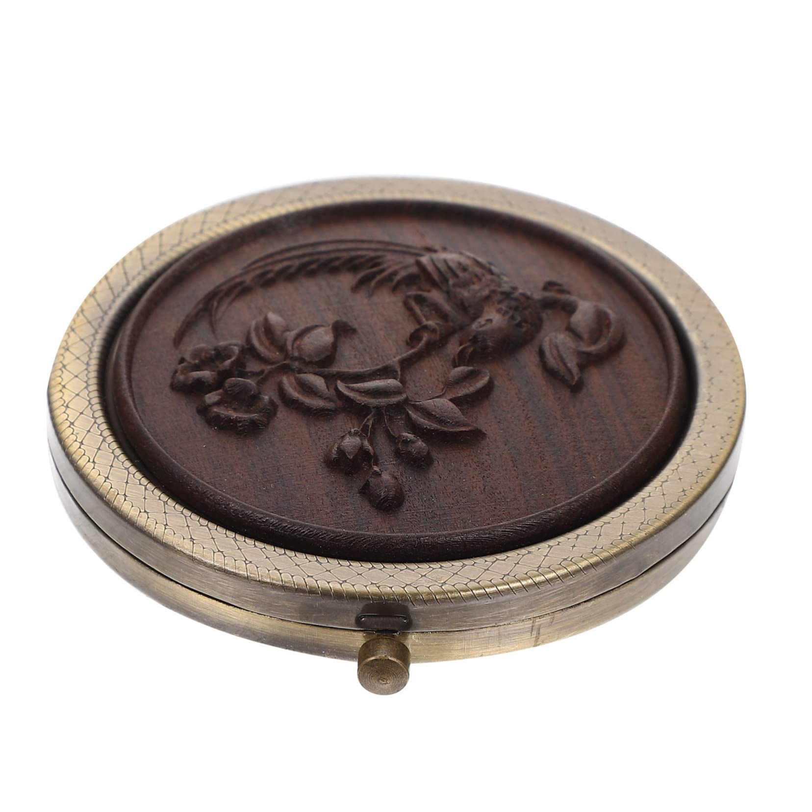 minkissy Foldable Portable Makeup Mirror Antique Wooden Design Double Sided Glass Compact for Travel for Women Lightweight and Convenient for Go Touch Ups