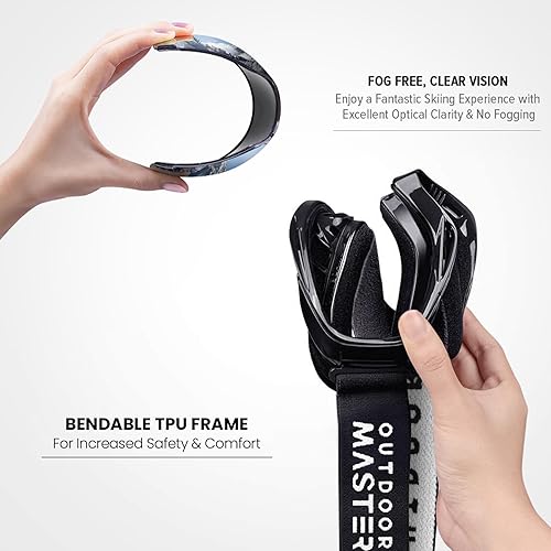 Miniatura 50 de OutdoorMaster - Gafas de esquí/snowboard para hombres, mujeres y jóvenes, 100% protección contra rayos ultravioleta, para usar sobre los anteojos