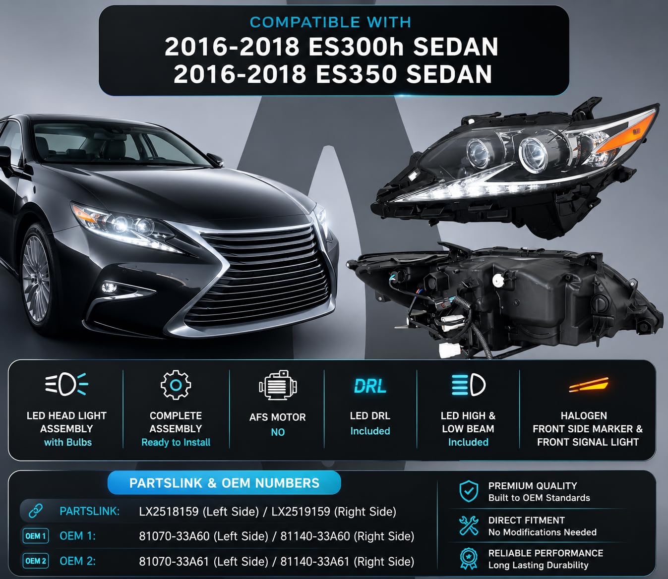 Amazon.com: Replacement For Lexus 2016 2017 2018 ES300h - ES350