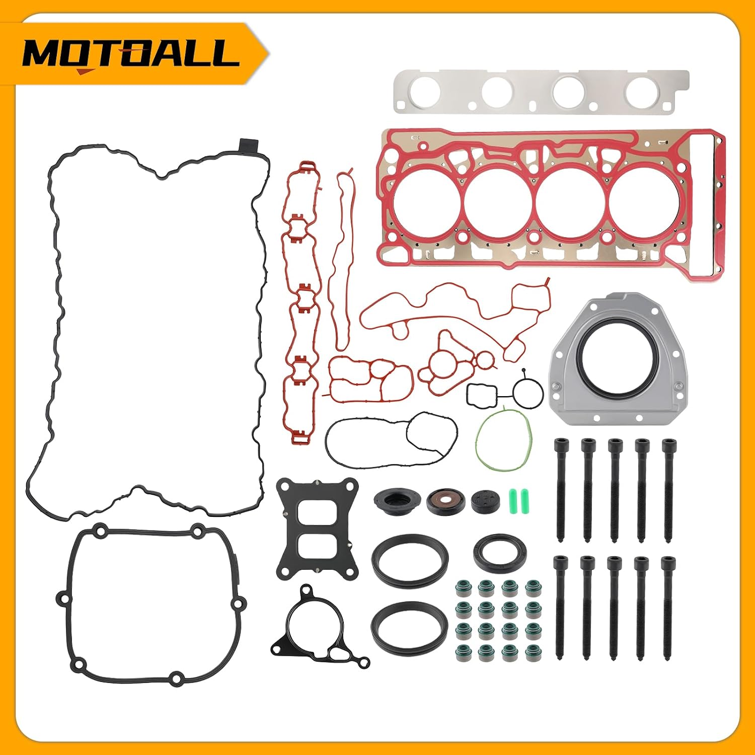MOTOALL Engine Cylinder Head Gasket Bolts Repair Set Fit for Audi A4 A3, for VW Golf 1.8T 2.0T