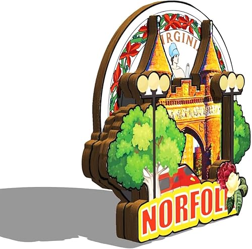 Miniatura 2 de Norfolk Virginia USA - Imán de madera para nevera, monumentos en 3D, recuerdos coleccionables, decoración hecha a mano, 1641