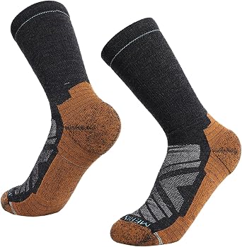 Merino Wool Hiking Sock for Men and Women, Casual Cushioned Moisture Wicking Running Sock, 1 Pair