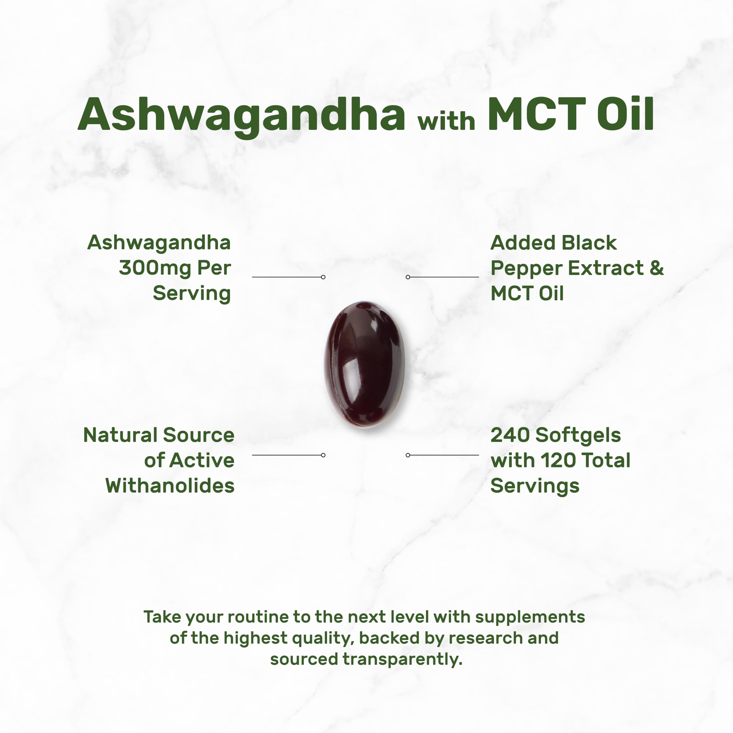 DEAL SUPPLEMENT Ashwagandha Extract with Black Pepper Extract, 240 Softgels – Ayurvedic Root Extract with Added MCT Oil – Active Withanolides – Non-GMO, Lab Tested — Amazon image 3