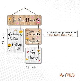Artvibes In This Home Decorative Wall Art MDF Wooden Wall Hanger for Living Room | Quotes Decor Item | Home Quotes Wall Hanging | Modern Decor Items | Wall Poster | Unique Gift (WH_6508N)