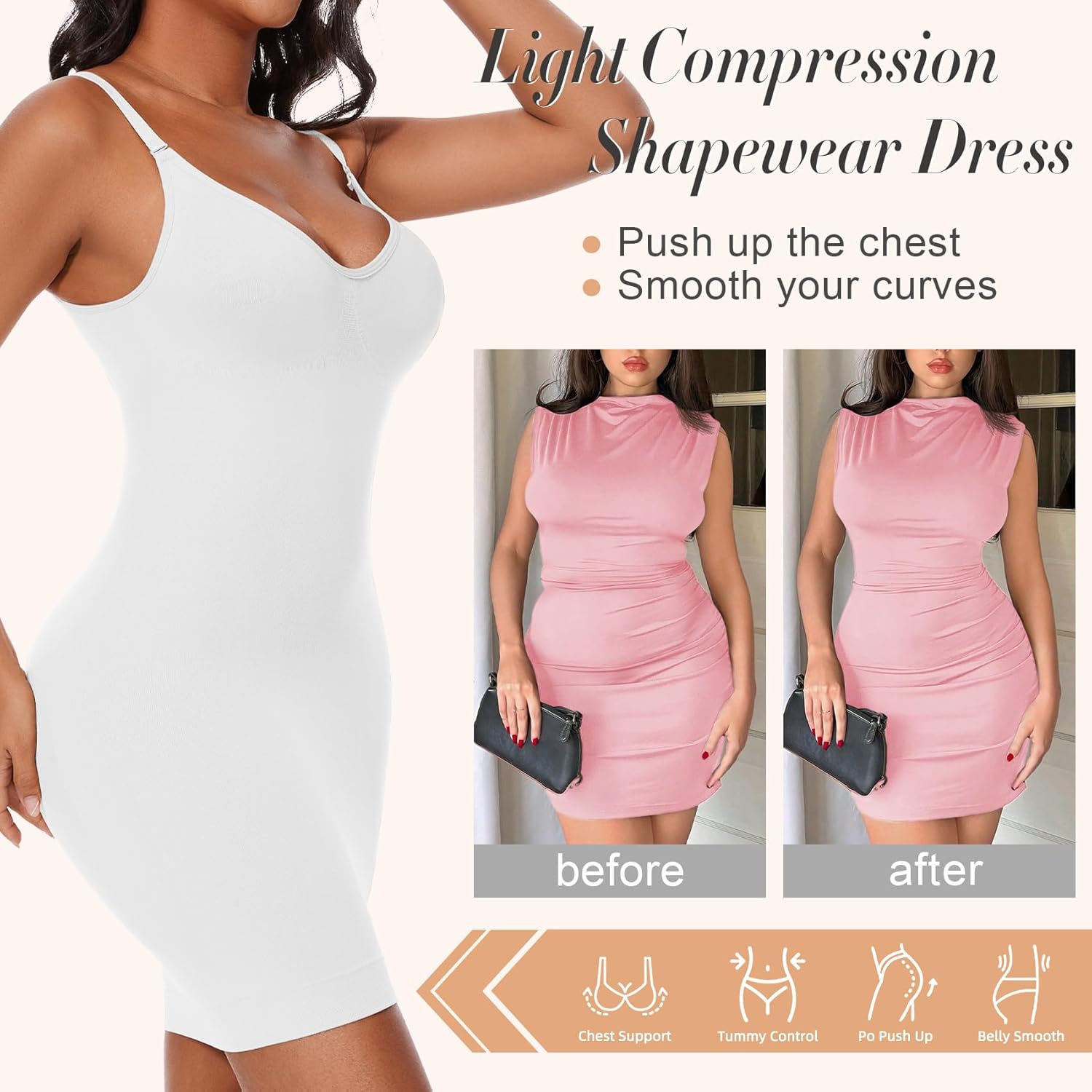 Strapless Shapewear Dress Full Slip Dress for Women Seamless Body Shaper Under Dresses Tummy Control Dress - Image 3