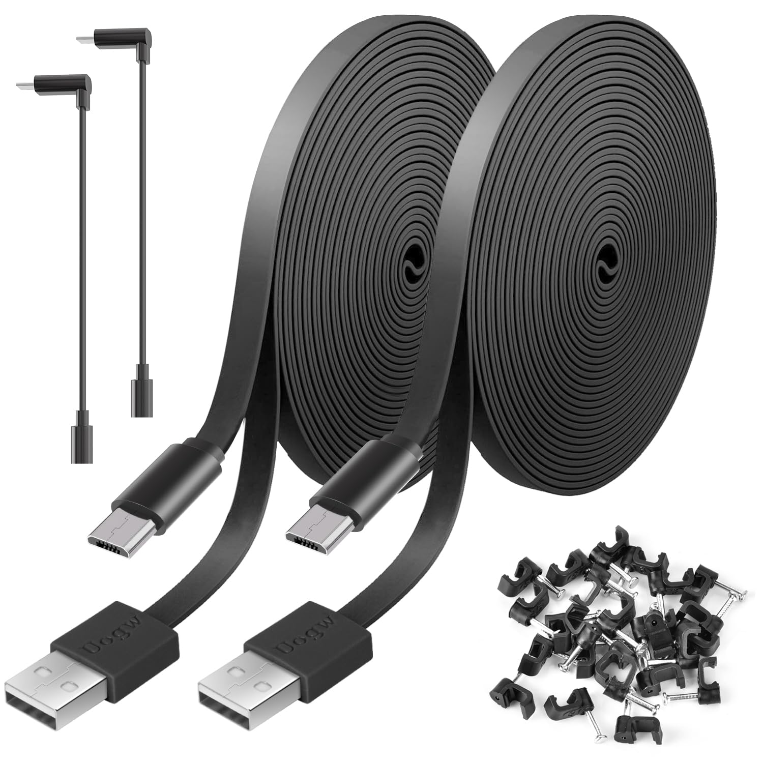Photo 1 of 2 Pack 20FT Power Extension Cable Compatible with Wyze Cam V4,Wyze Cam v3,Wyze Cam Pan,WYZE Cam OG,NestCam Indoor,Blink,Amazon Cloud Camera,USB to Micro USB Durable Charging and Data Sync Cord(Black)
