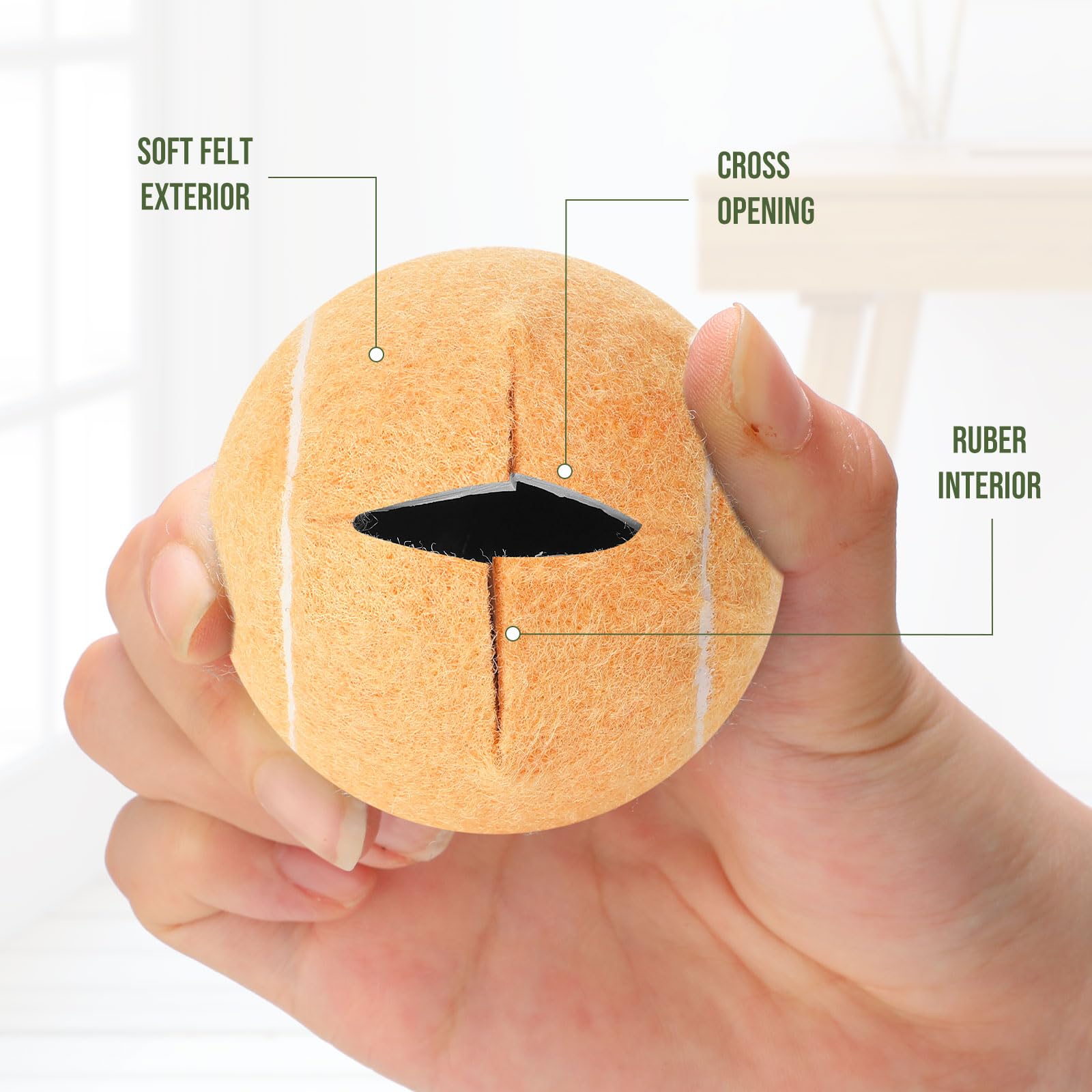 24 pelotas de tenis precortadas para patas de muebles y sillas de protección de suelo, escritorios, pelotas de tenis para sillas, fundas de pie de larga duración (beige)