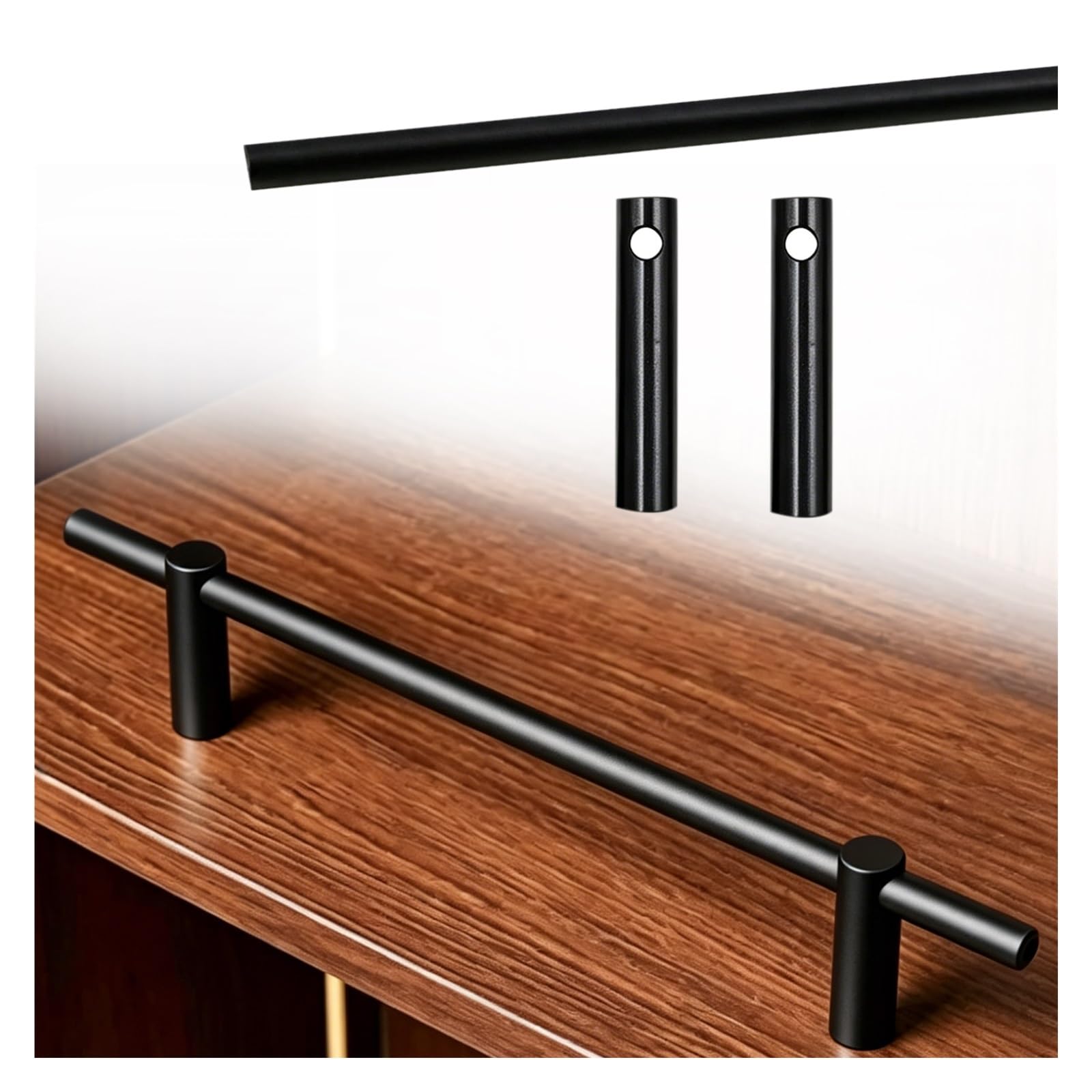 Hphdfs Style D Decor Shelf Rail Guard Black 50 55 60 65 70 75 80Cm, Bookcases Indoor Storage Areas Anti-Fall Railing, Custom & Removable Cabinet Guardrail Bar With 2 End Post(,20Cm/7.9In)