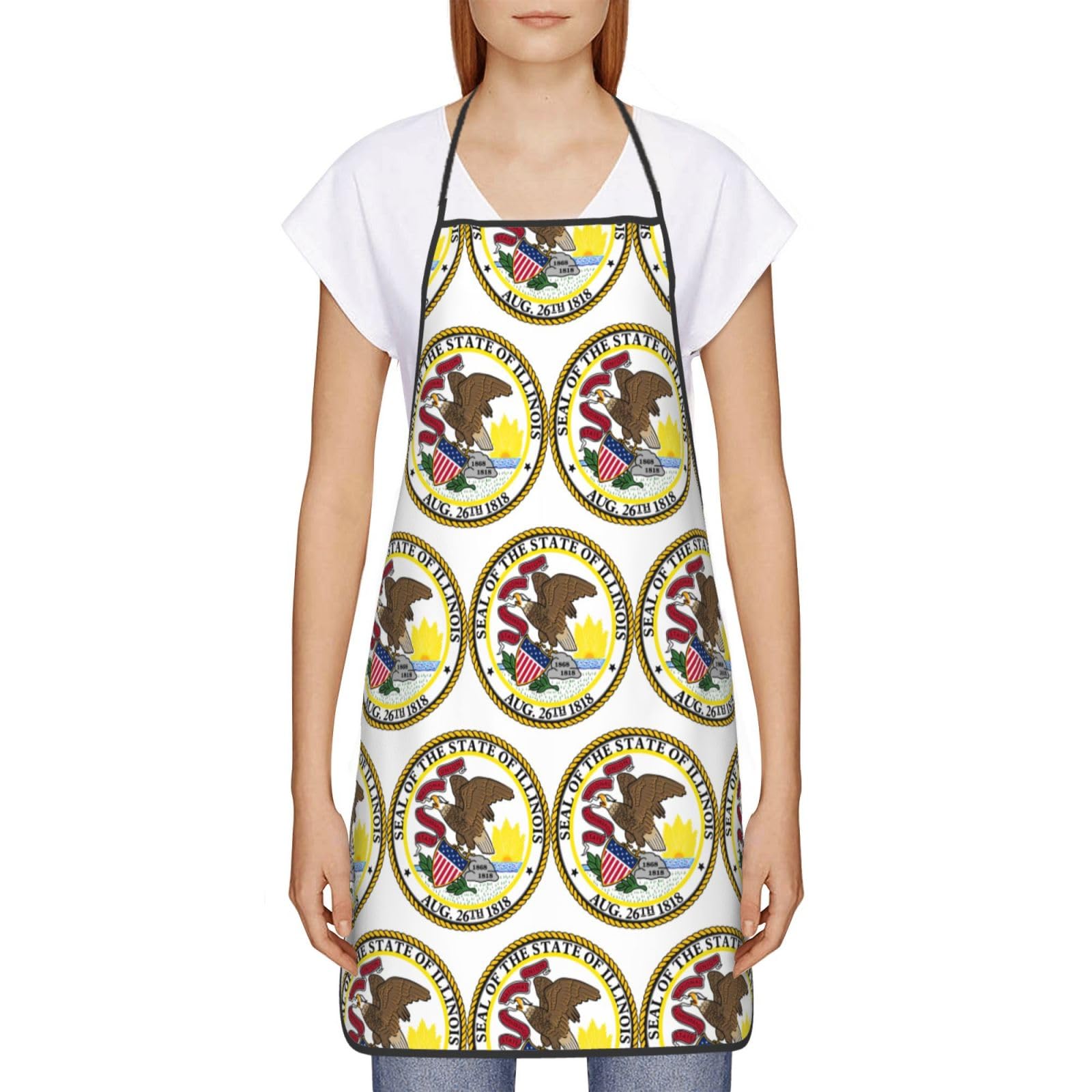 Tablier de cuisine unisexe avec emblème national de l'Illinois, doux et confortable pour homme et femme