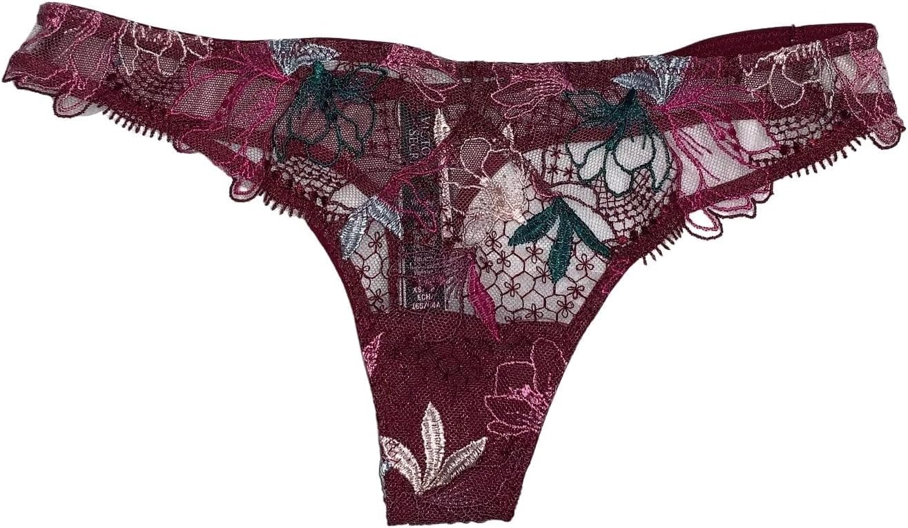 Victoria's Secret Very Sexy Floral Embroidered Thong Panty Multi Color New