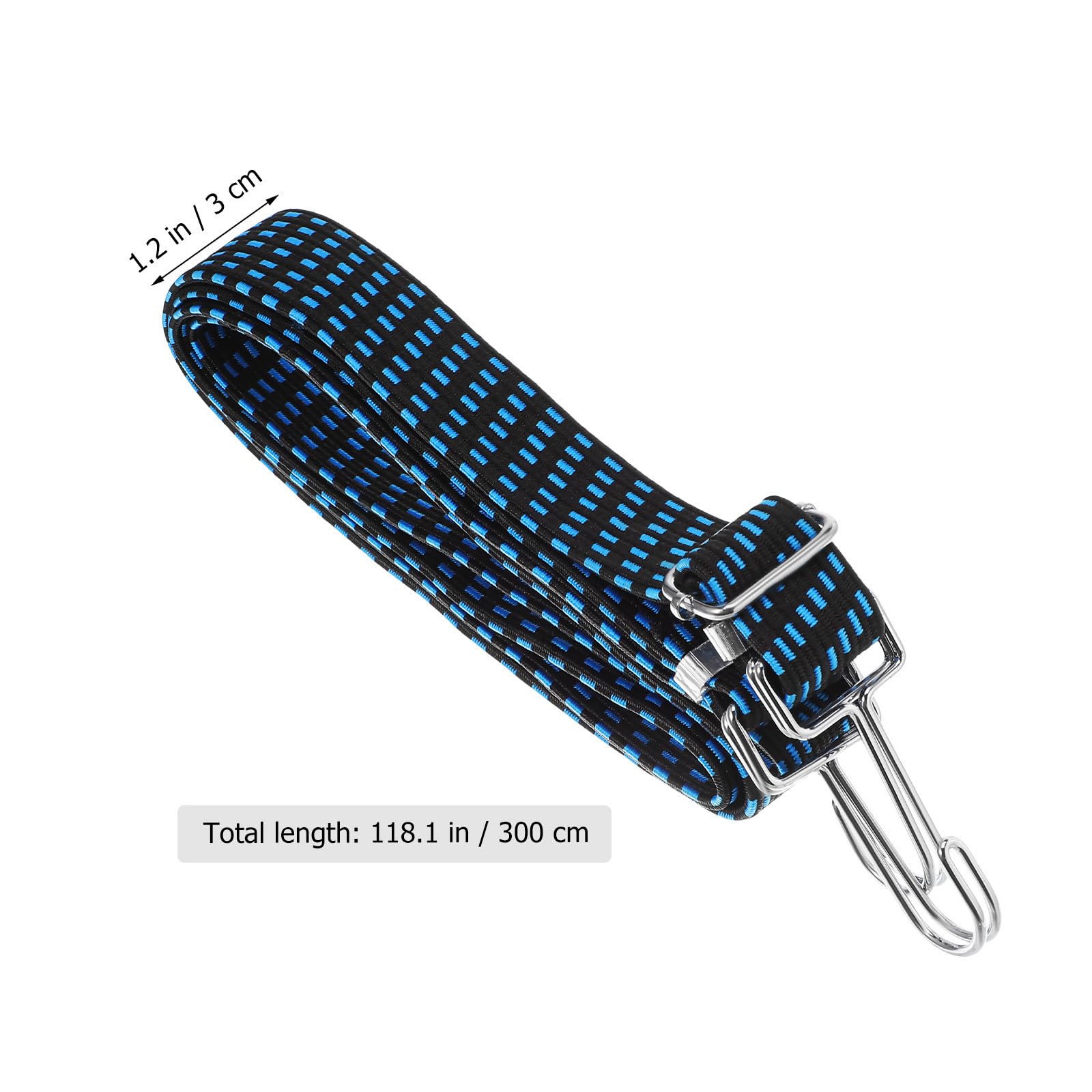 6 Pezzi Corde Elastiche con Ganci Resistenti in Lattice ad Alta Elasticità e Metallo, Regolabili 3 Metri Blu per Fissaggio Bagagli e Attrezzatura da Campeggio