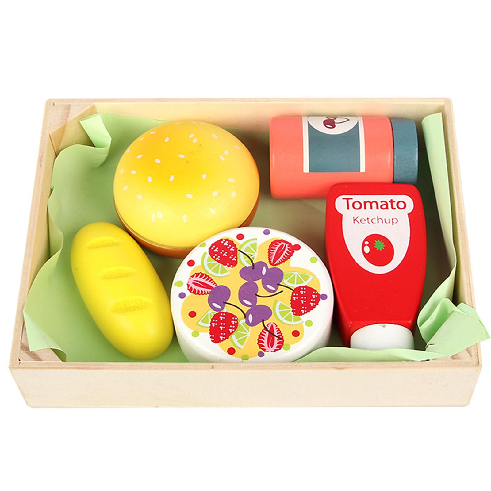Set da Colazione in Legno, Giocattolo da Taglio per Giochi di Ruolo