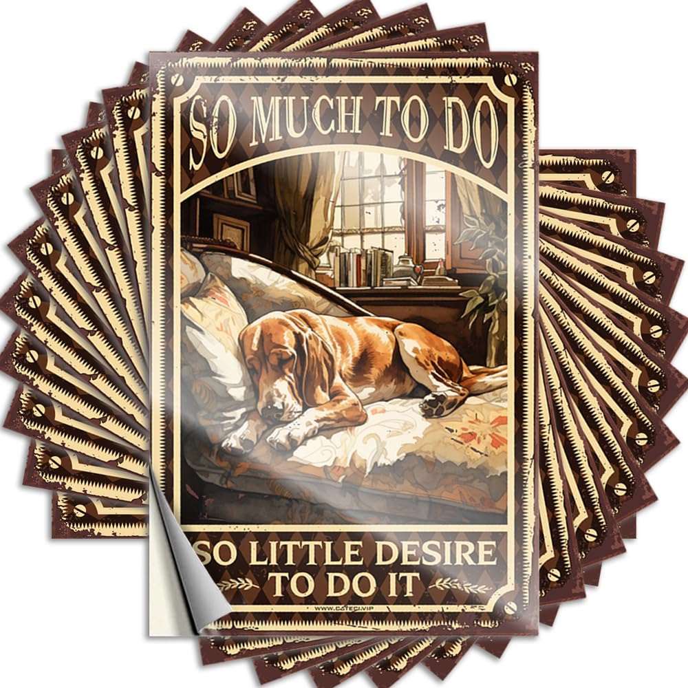 Front Door Decorations Water Lettering Sticker | Basset Hound Dog So Much to Do So Little Desire to Do It Mini for Boss Decor(8X12CM)