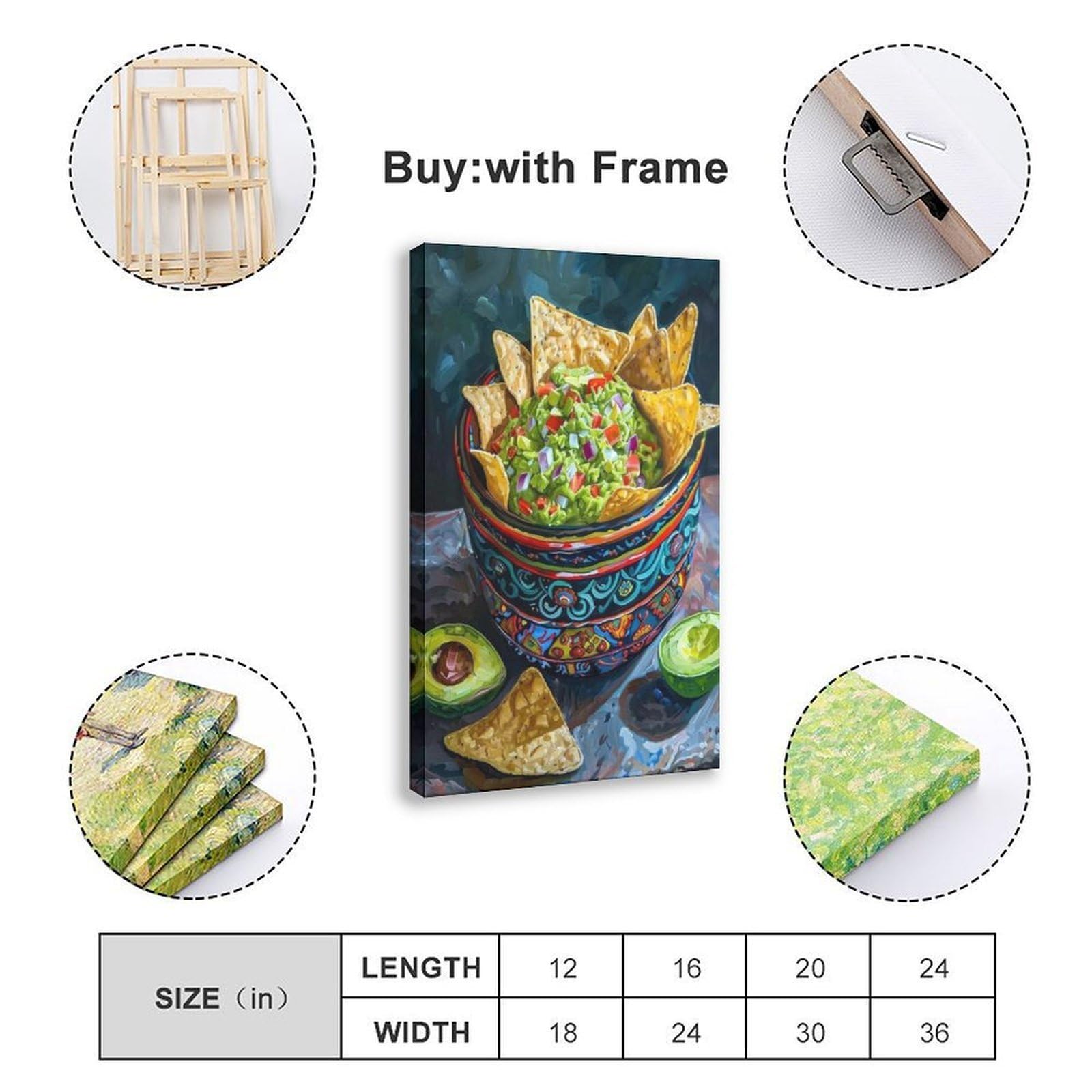 Bunte Guacamole und Chips Kunst-Leinwandposter Schlafzimmer Dekor Landschaft Büro Zimmer Dekor Geschenk 50,8 cm L x 76,2 cm B