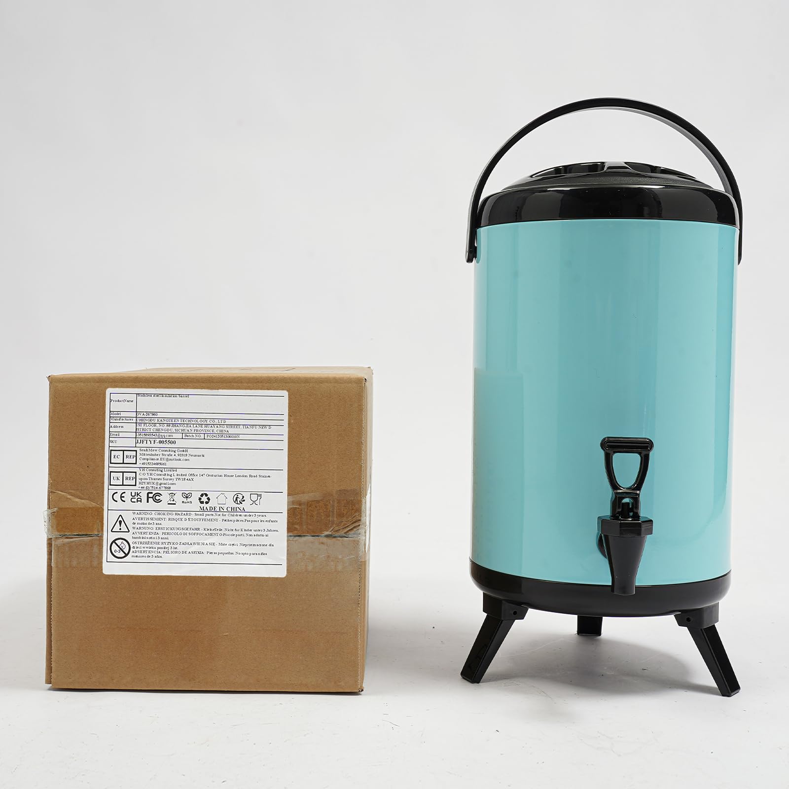 Barril aislado de acero inoxidable 10 L, fuente de agua fría y caliente, grifo, recipiente para bebidas, dispensador de café, leche fría, agua