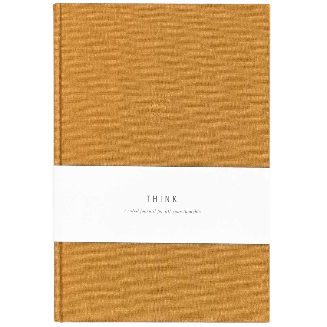 Promptly Journals, Blank Journal: THINK/BELIEVE/FEEL (Amber Orange, Linen) | Layflat Notebook | Ruled Journal | Journal Notebook | Gifts for Women and Men