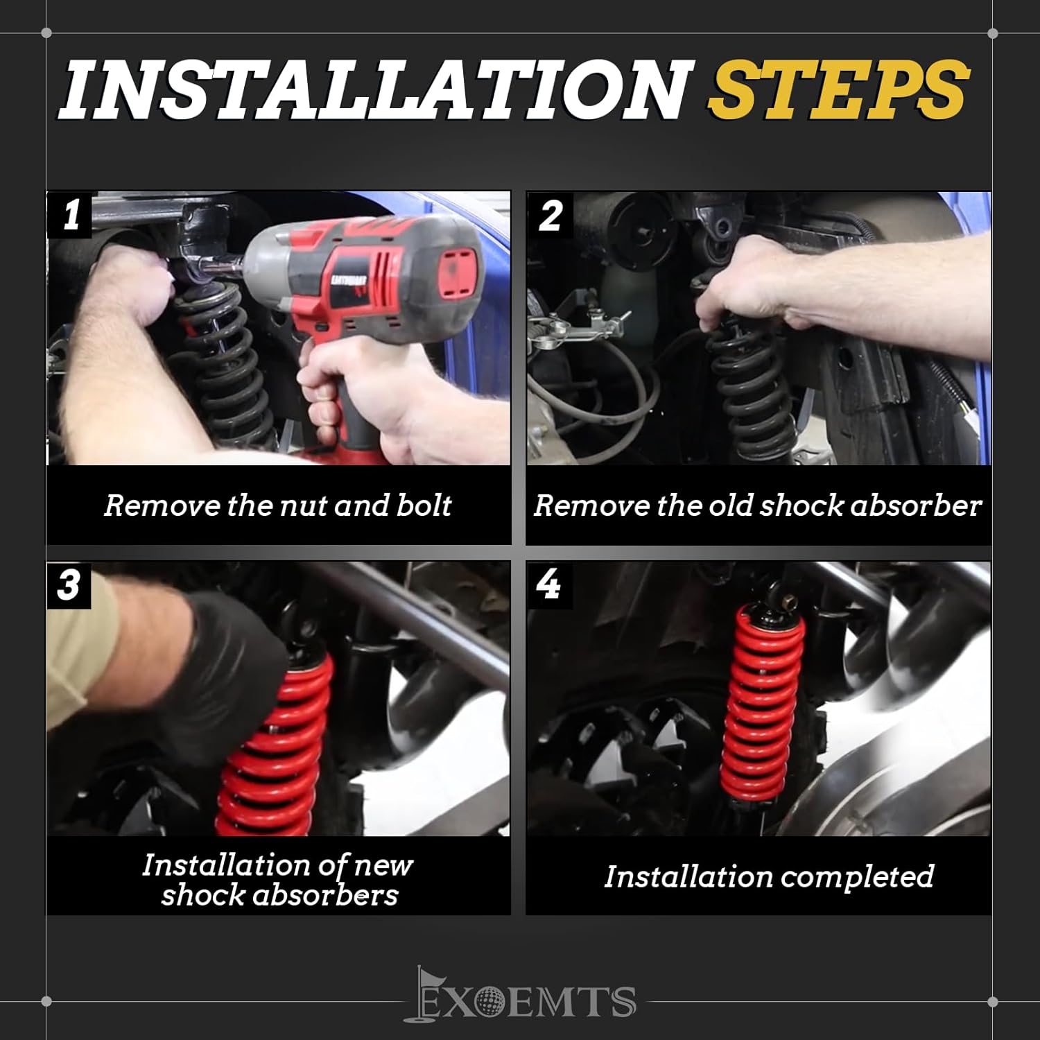 Rear Shock Absorbers for Yamaha Golf Cart, Heavy Duty Golf Cart Rear Shocks with Springs, Fit G14 G16 G19 G20 G22 G29 Gas & Electric 1995-Up, Replace OEM JN4-F2210-00, JN3-F2210-00