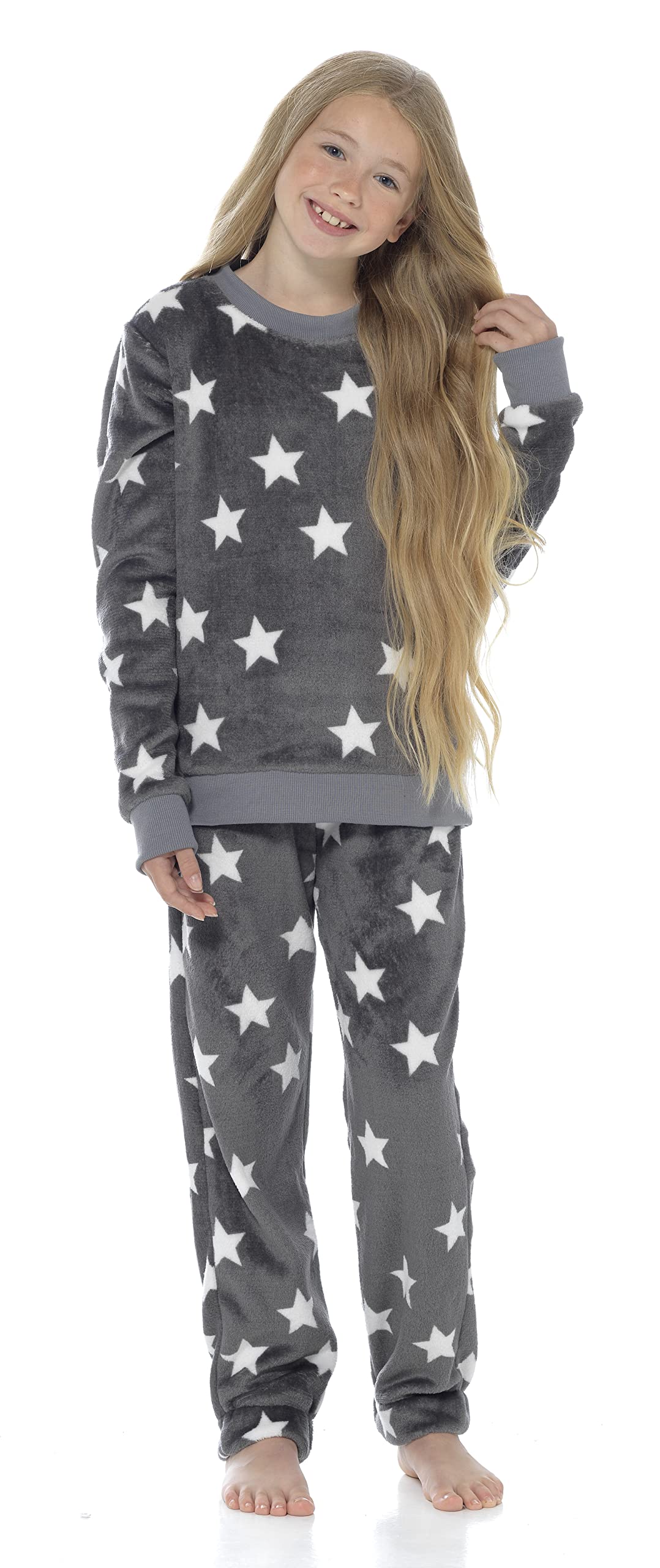 Slumber HutGirls Novelty Fleece Pyjamas Twosies | Hooded & Round Neck Styles | Pug Dog Llama Raccoon Unicorn Teddy Bear Leopard Print Animals | Childrens Pajamas PJs