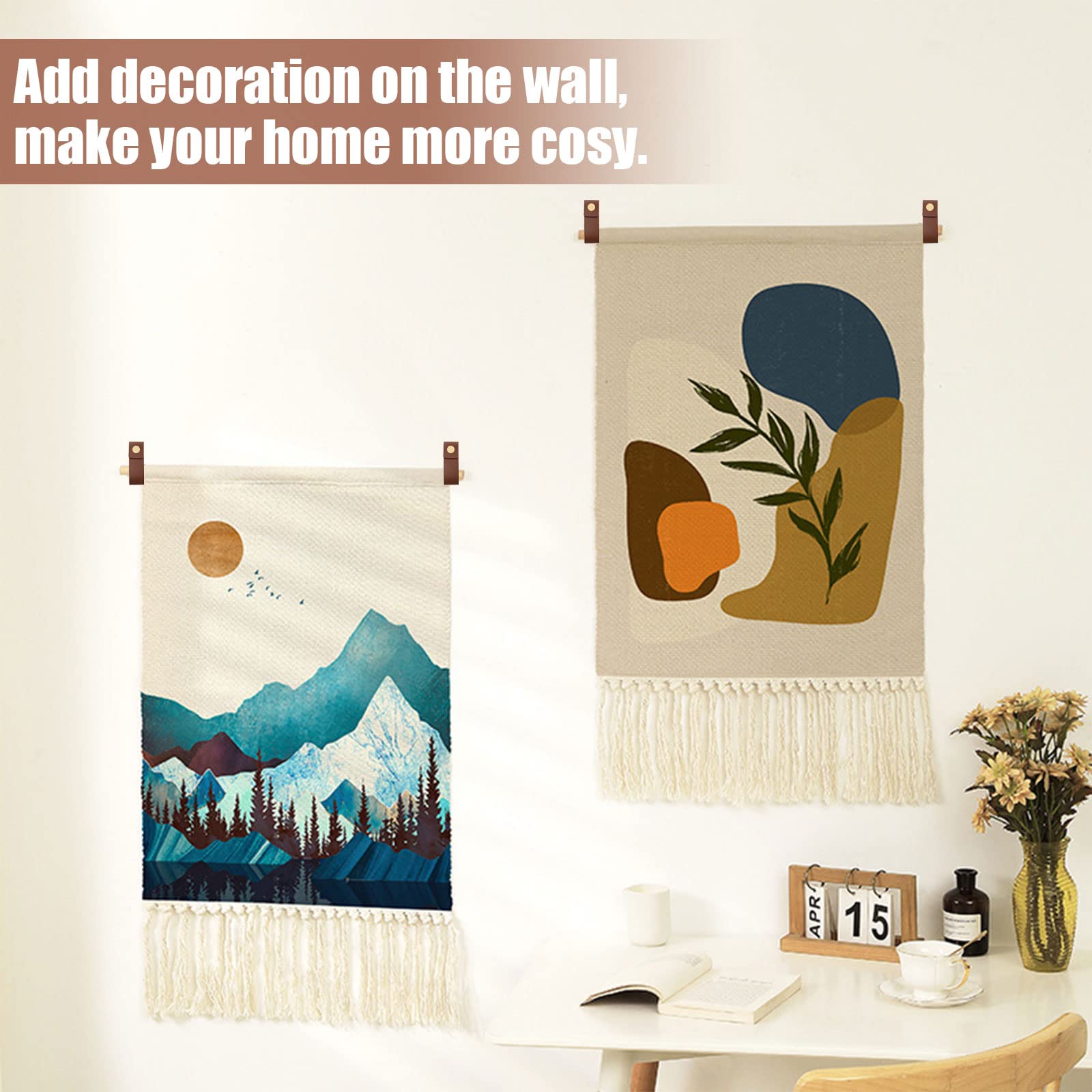 Ganci Per Tende In Pelle - Set 4 Pezzi, Stile Bohémien Per Appendere A Parete - Foto 7