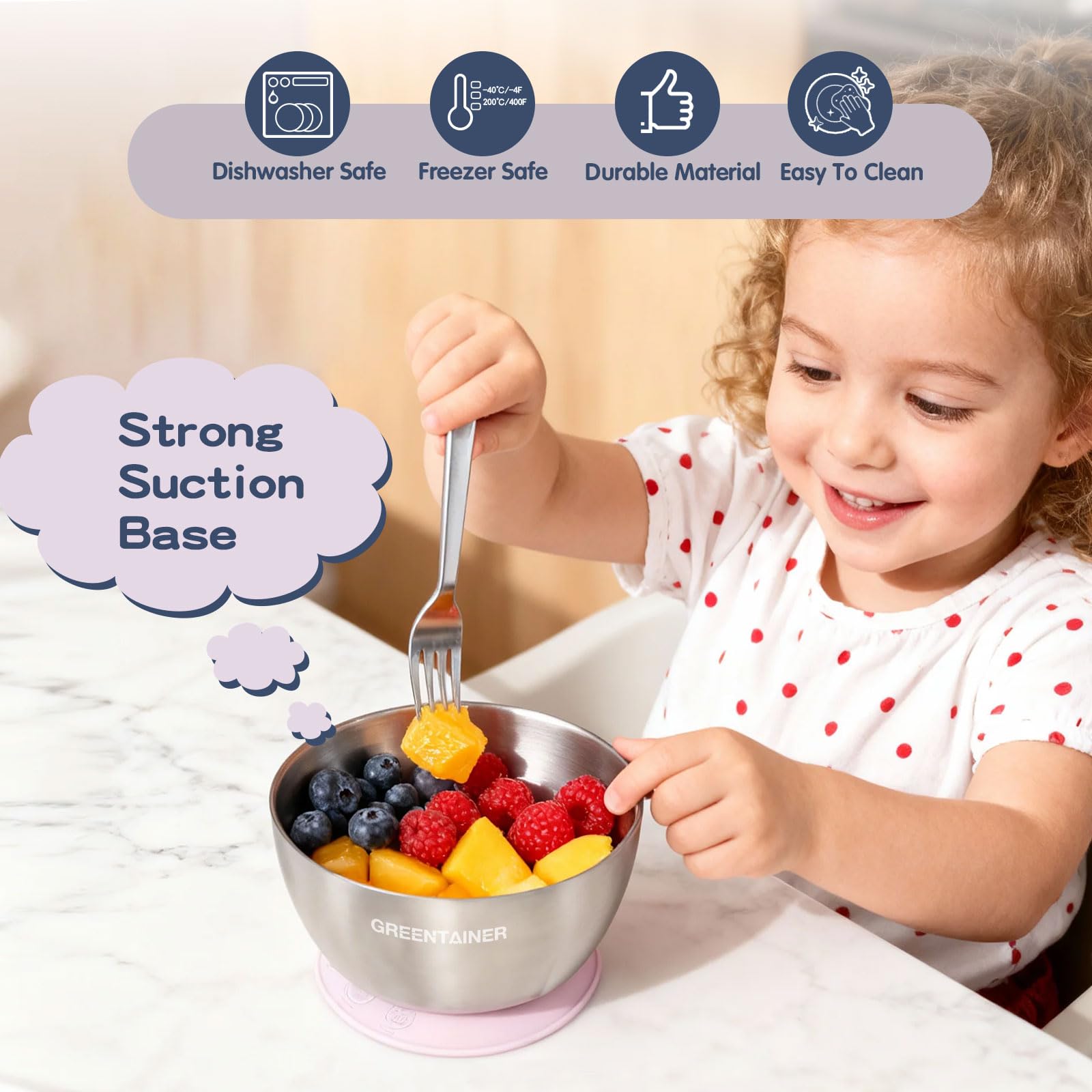 Greentainer 3er Set Edelstahl Baby Schüsseln mit Saugnapf – Breischale für Babybrei & Porridge, Rutschfeste Babyschüsseln,Unzerbrechlich & BPA-frei, Kinderschüssel ab 6 Monaten,Farben mischen