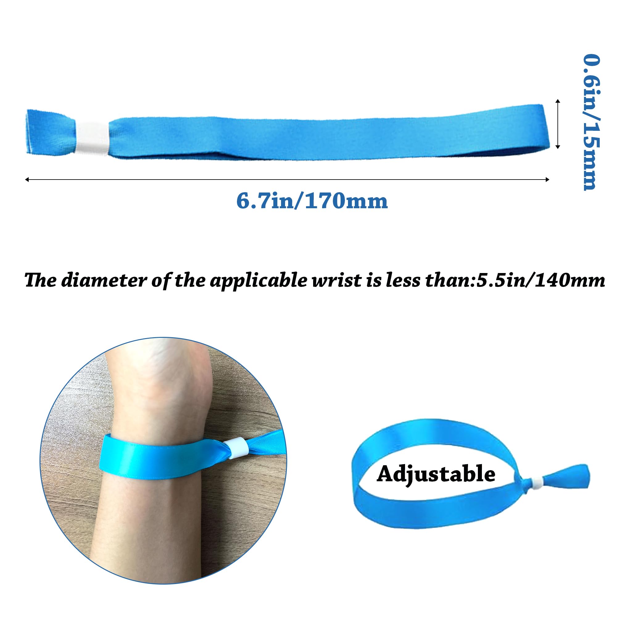 XCSJ Pack of 30 10 Colours Fabric Bracelets, Adjustable Fabric Inlet Bands, Event Bracelets with Plastic Clasps, Entrance Wristbands for Events, Parties, Concerts - Image 2