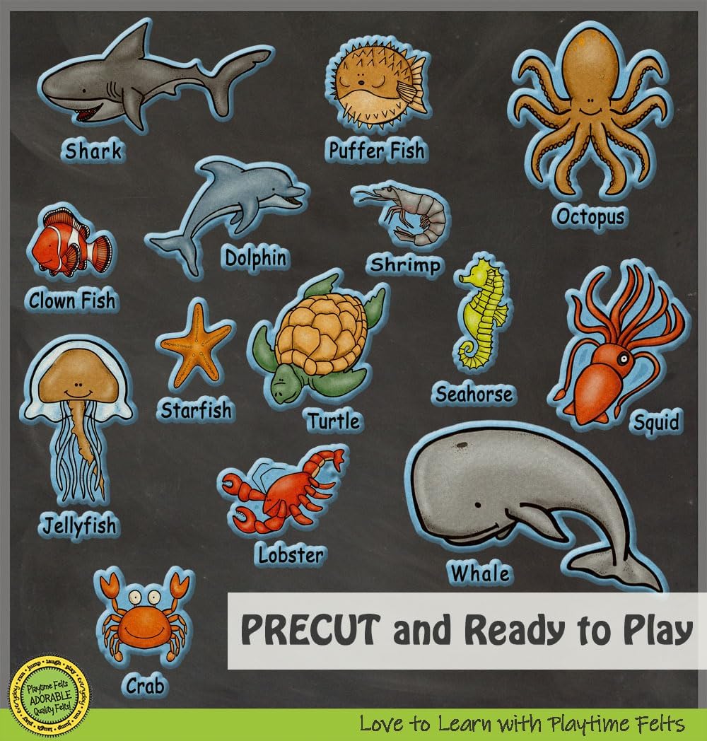 Ocean Creatures and Their Names | Felt Board Story Sets for Preschool Classroom | Reusable Felt Stories for Preschoolers