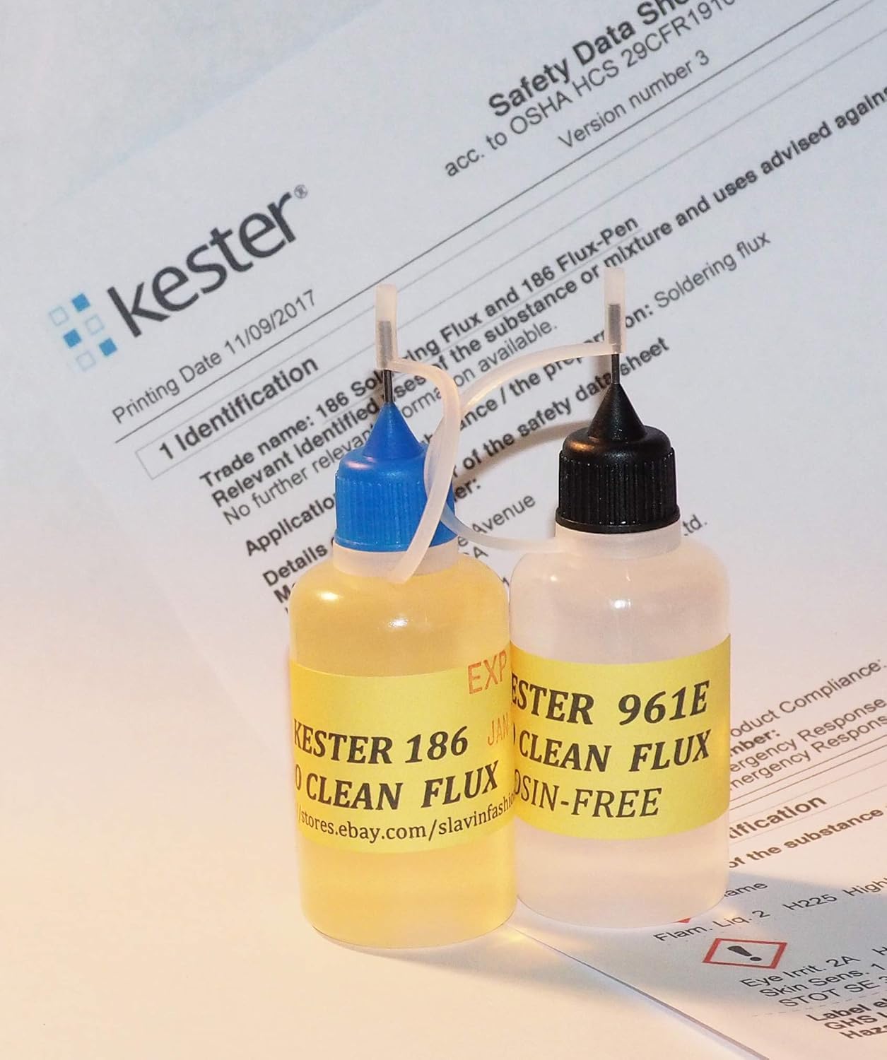60 ml. COMBO KESTER 961E + KESTER 186 Soldering Liquid Flux LEAD FREE