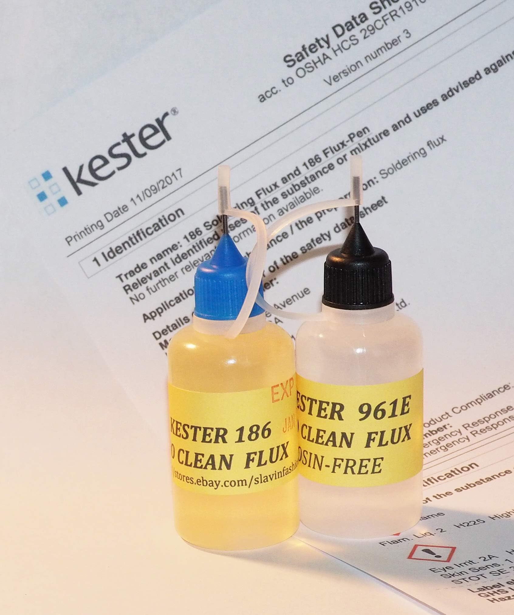 60 ml. COMBO KESTER 961E + KESTER 186 Soldering Liquid Flux LEAD FREE NO CLEAN FLUX