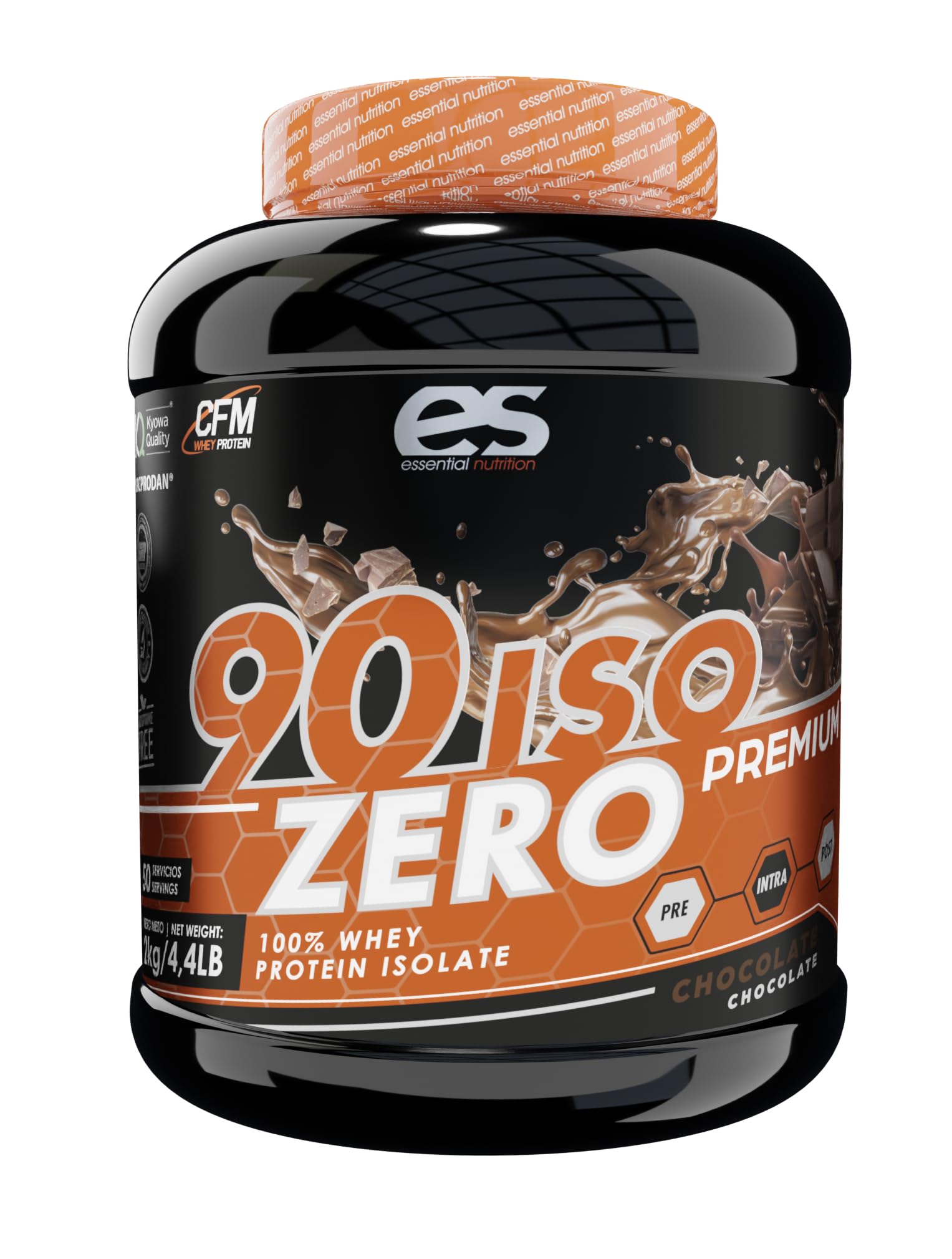 Aislado de Proteína 90 ISO Zero Premium Essential nutrition // Proteína de Suero Aislada // Incluye dosificador (2 kg, Chocolate)