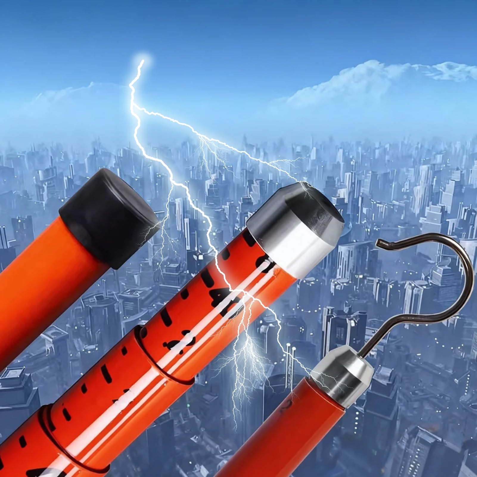 Générique Perche télescopique Non Conductrice, Tige d'arpentage Portable de 1,8 à 15 m pour l'inspection des Lignes électriques, 4 à 13 Sections, Outil de Mesure de Hauteur, 12 m de Long