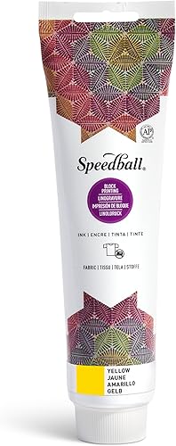 Miniatura 34 de Speedball - Tinta de impresión de bloque de tela, amarillo, 2.5 onzas líquidas, impresión en textiles y papel, fabricada en Estados Unidos
