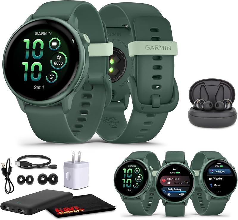 Paquete de reloj inteligente Garmin Vivoactive 6 (verde jaspe metálico) | Para correr, entrenar y salud | Pantalla AMOLED | Batería de 11 días | Seguimiento de actividad | Reloj de seguimiento de actividad avanzado