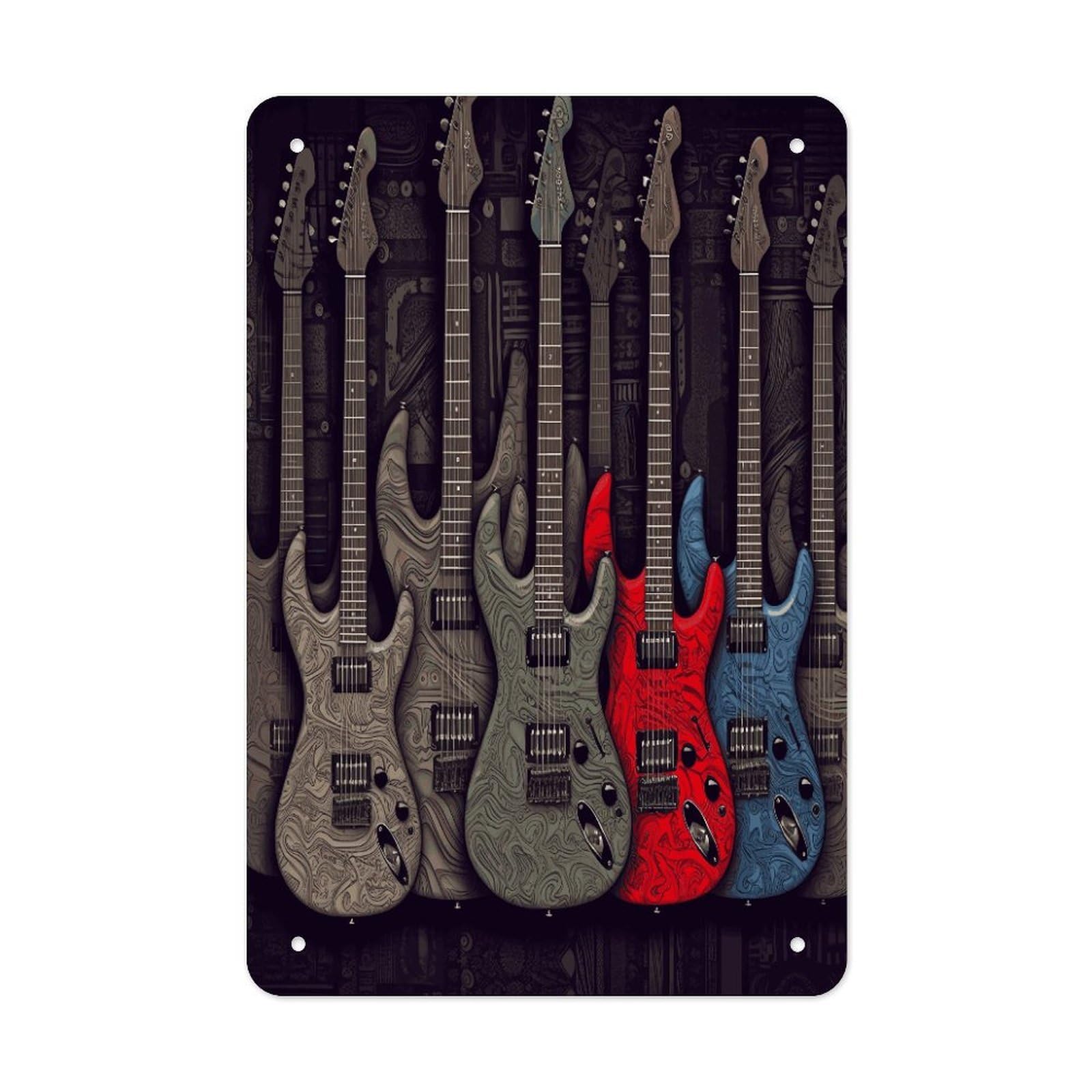 Btcowzrv Style Guitar Pattern Metal Tin Sign Wall Decor Hanging Plaque