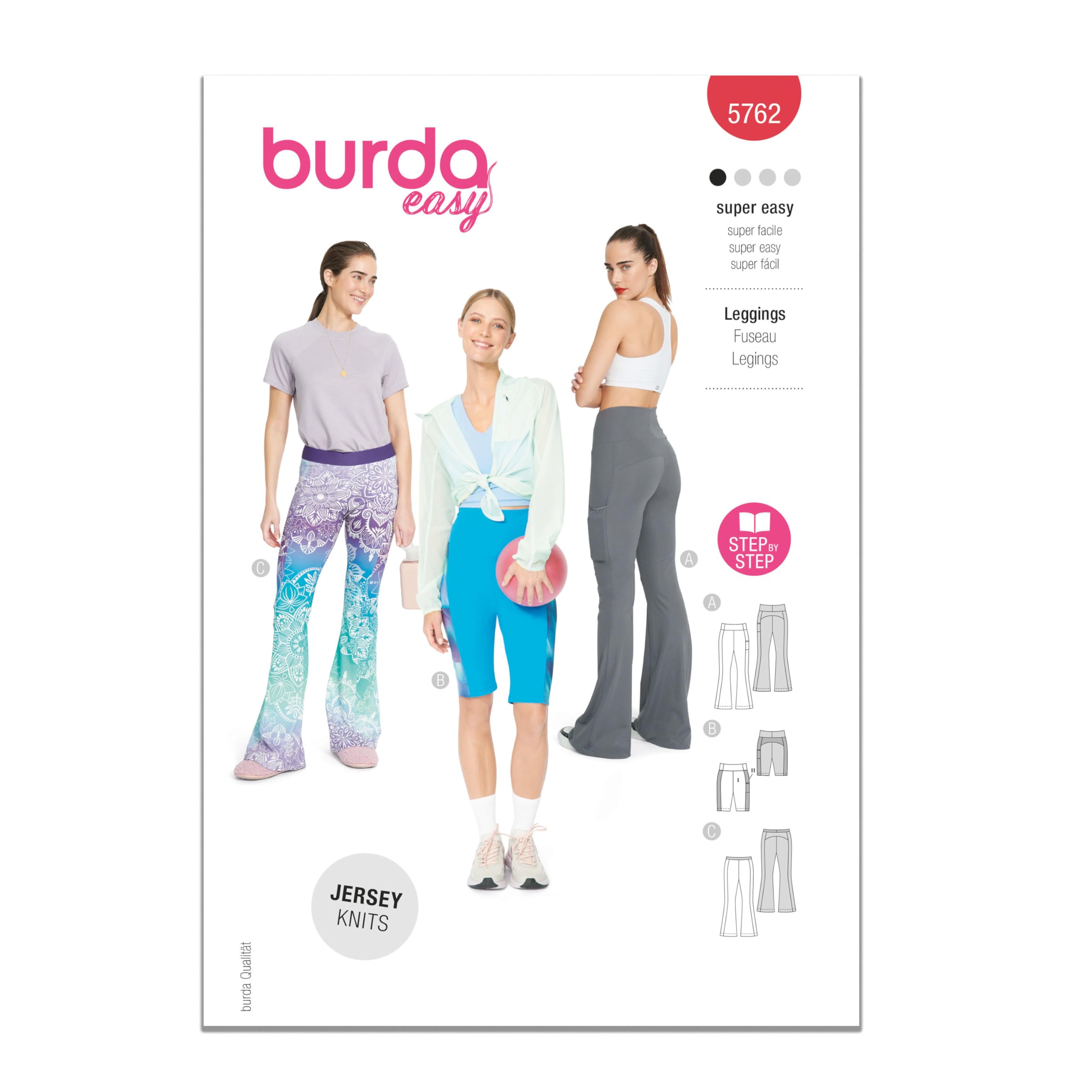 Burda Super Easy SEWING PATTERN 5762 Misses' Yoga Leggings Sizes 8-22