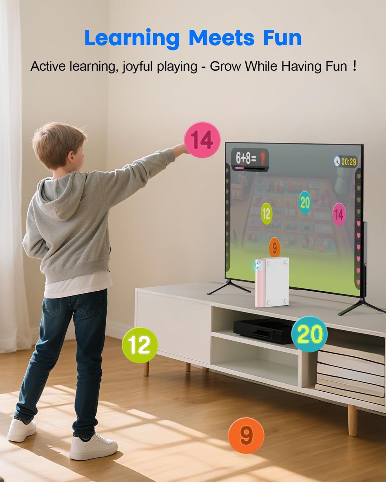 Consola de juegos AR con movimiento infantil: juego de vídeo Plug & Play – regalo 3+ rosa | para Juegos Activos en Interiores Momentos de Diversión en Familia y Fiestas; Regalo para Niños y Niñas