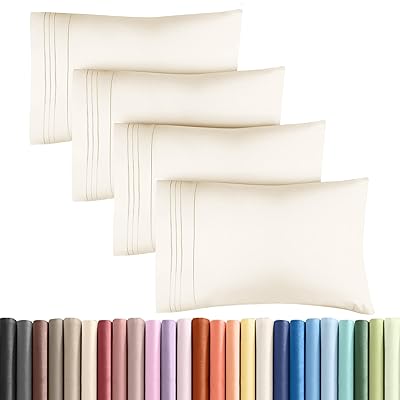 King Pillow Cases Set of 4 - Ultra Soft Hotel Quality Pillowcase Covers - Comfy, Cozy & Wrinkle Free - Shrinkage, Stain and Fade Resistant - Machine Washable Pillow Protectors - 4 Piece Set - White